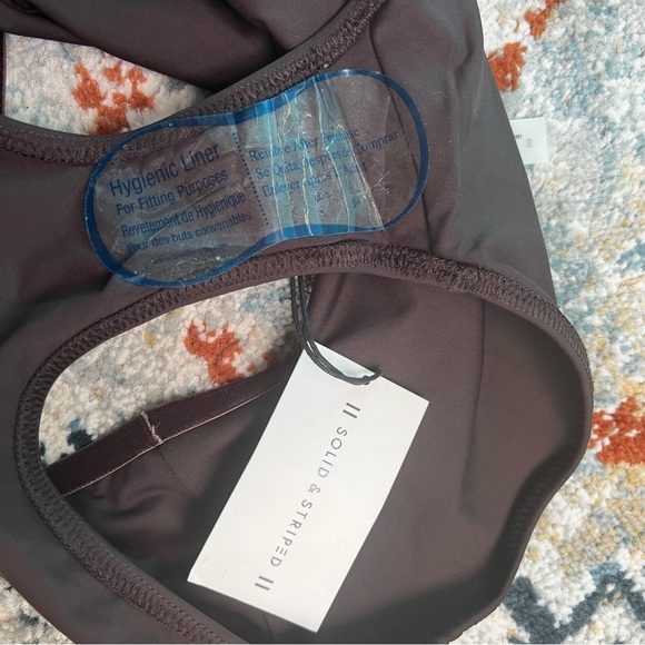 NWT🔖Solid & Striped Bikini Bottom Bowtie Velvet Brown High-rise Brigitte - Picture 6 of 8